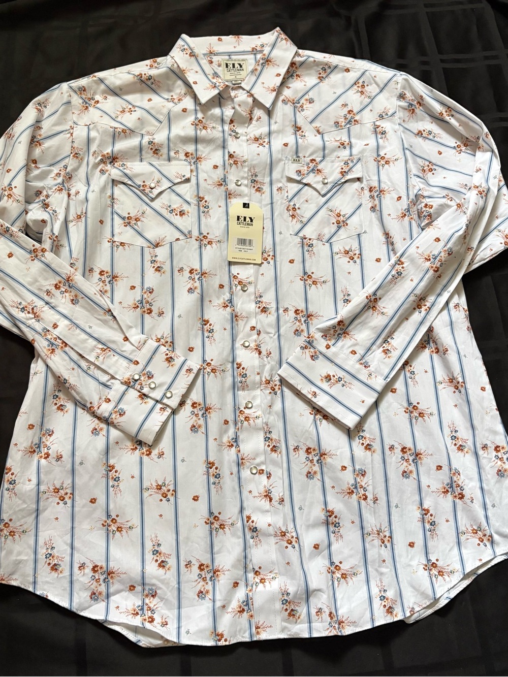 Ely Cattleman Western  Mens Vintage Floral Print Snap Shirt size 2XLT “NWT”